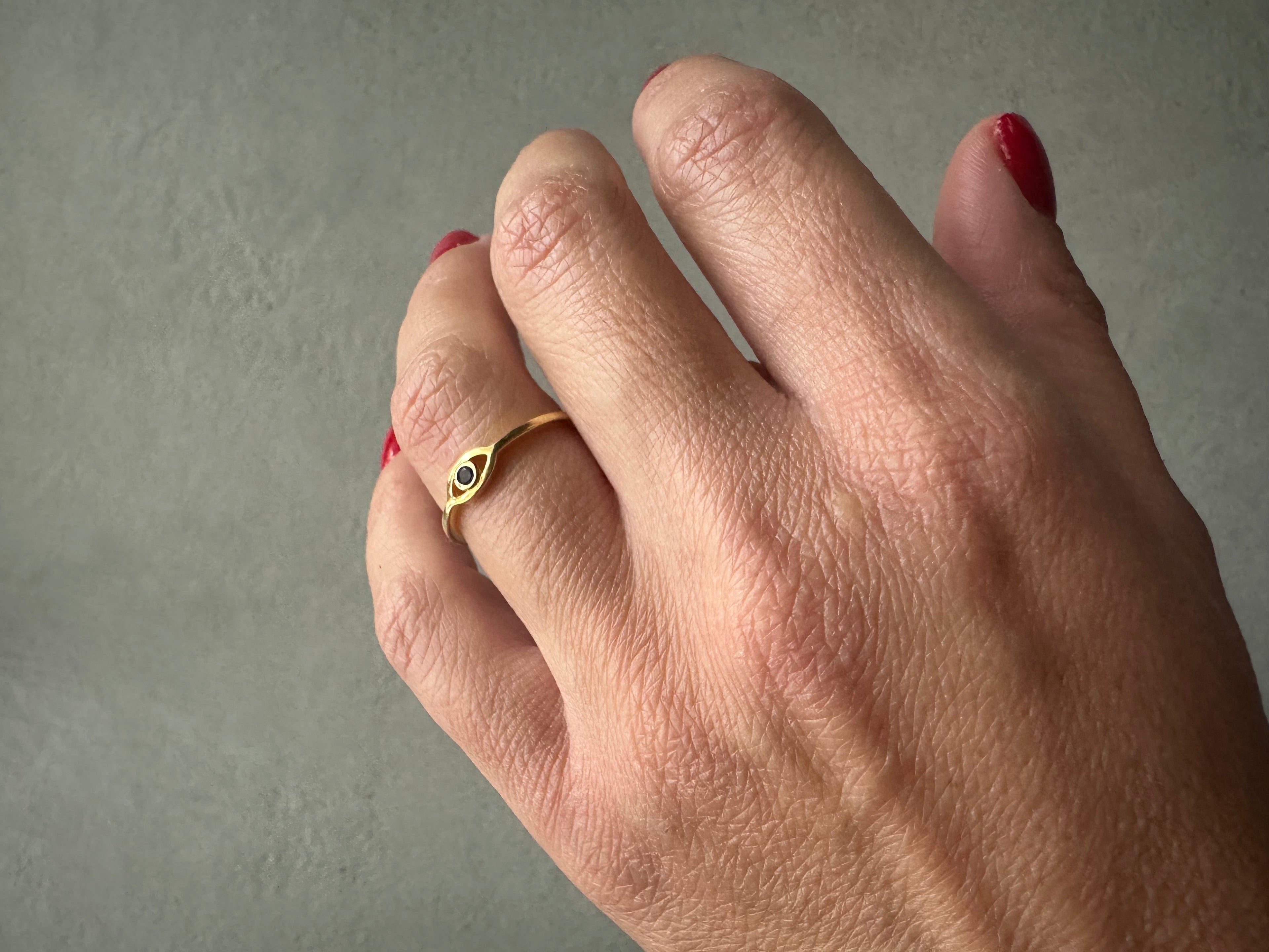 Minimal Gold Evil Eye Ring – Protection & Everyday Elegance
