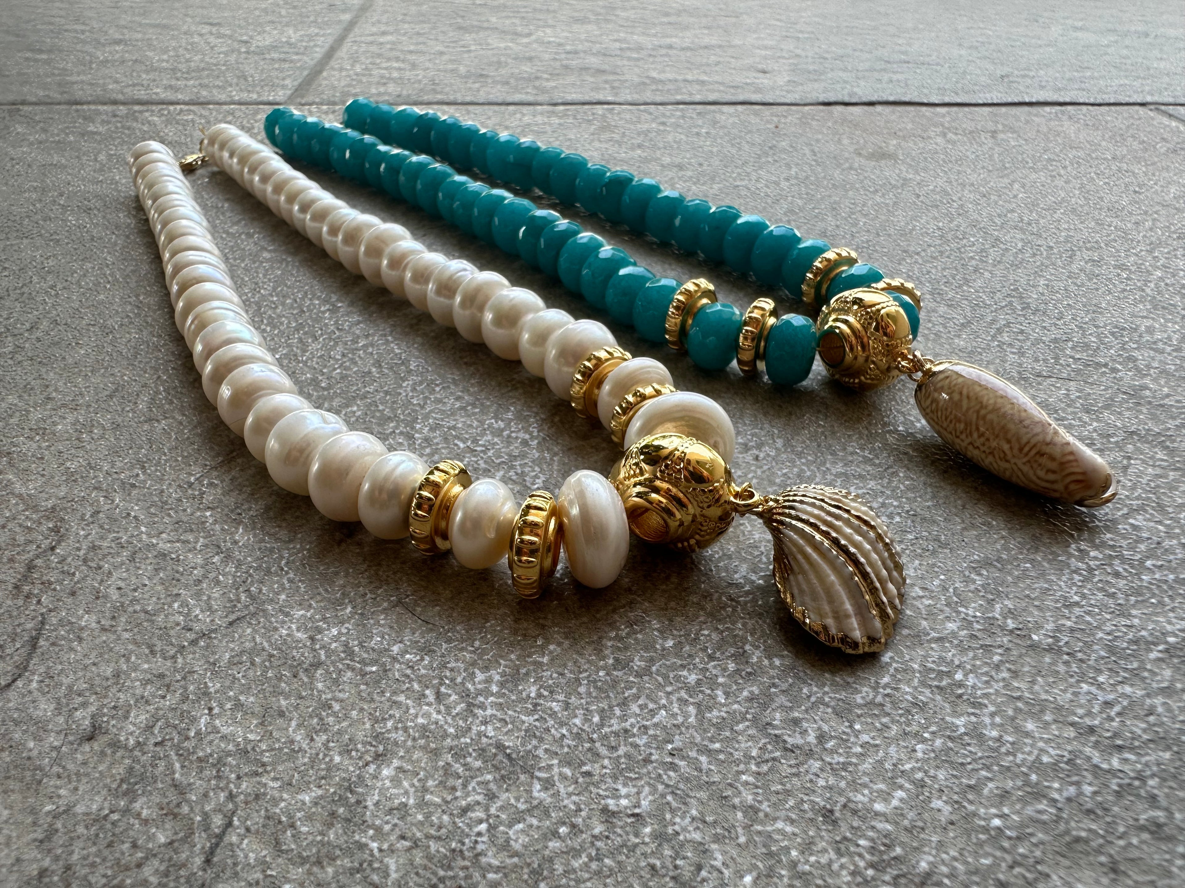 Turquoise & Pearl with Gold Accents