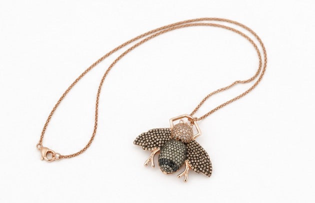 Rose Gold Crystal Bee Pendant Necklace