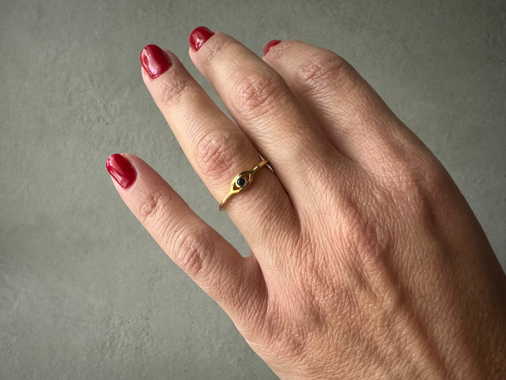 Minimal Gold Evil Eye Ring – Protection & Everyday Elegance