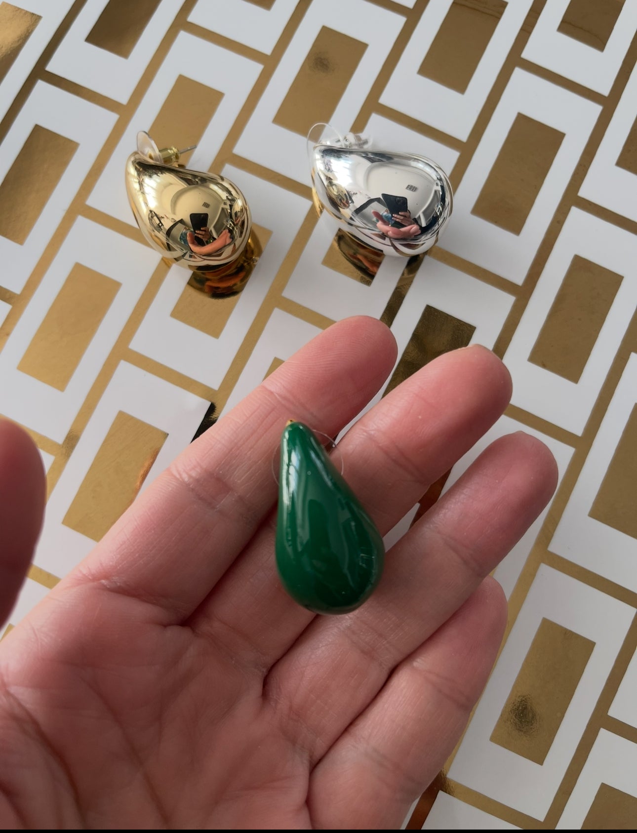 Emerald Gloss Teardrop Statement Earrings