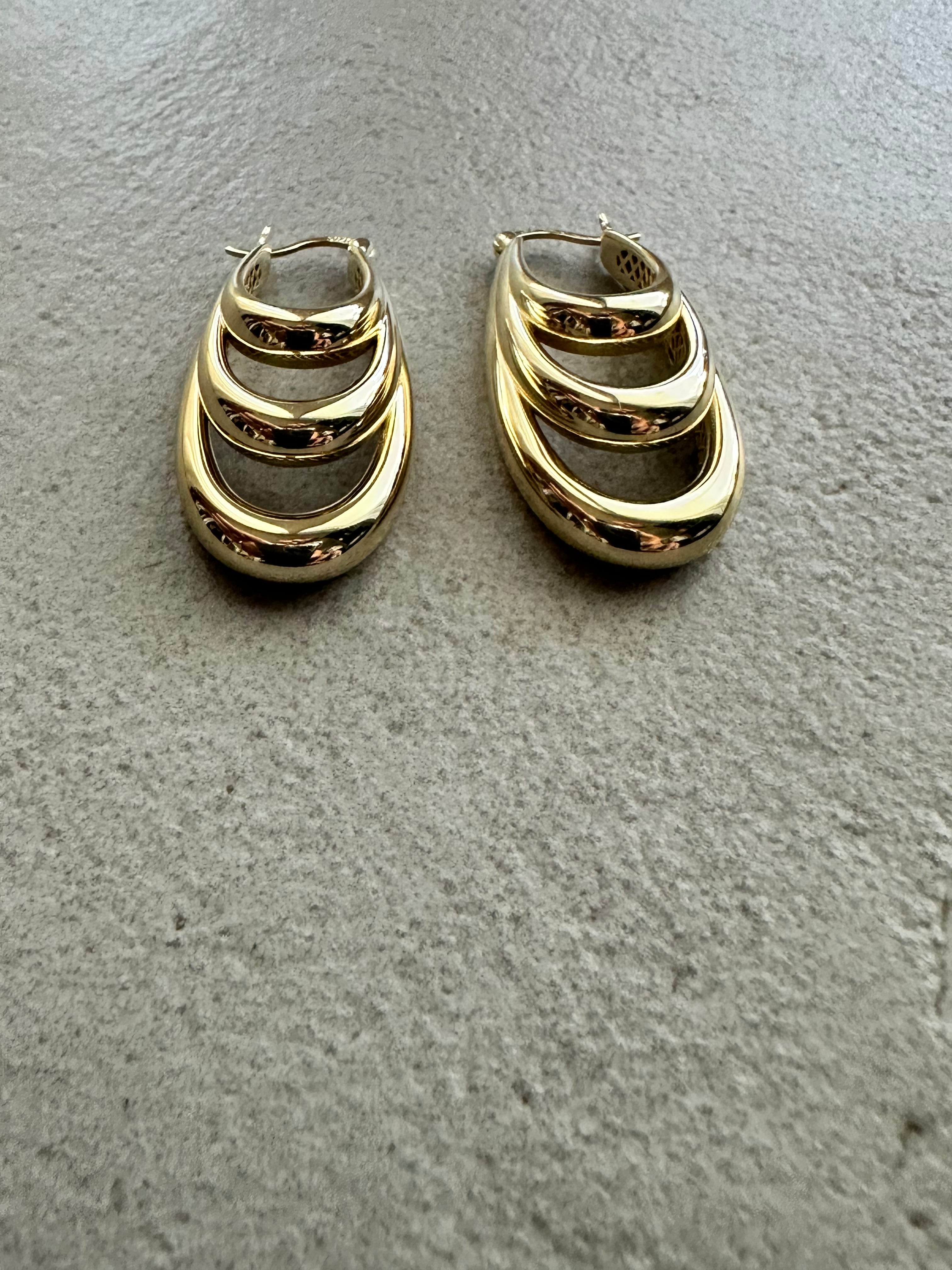 Layered gold statement earrings