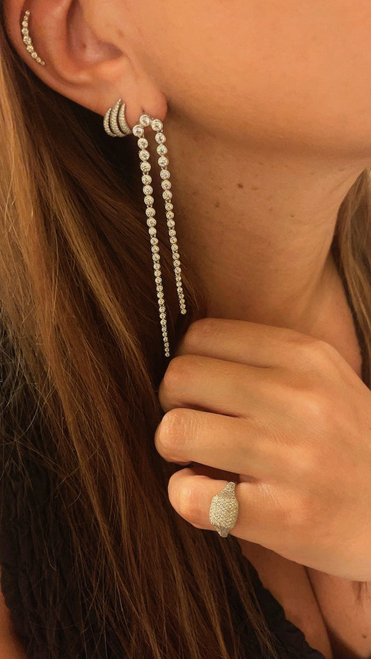Zircon Drop Chain Earrings