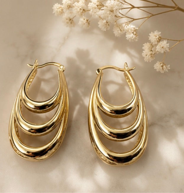 Layered gold statement earrings