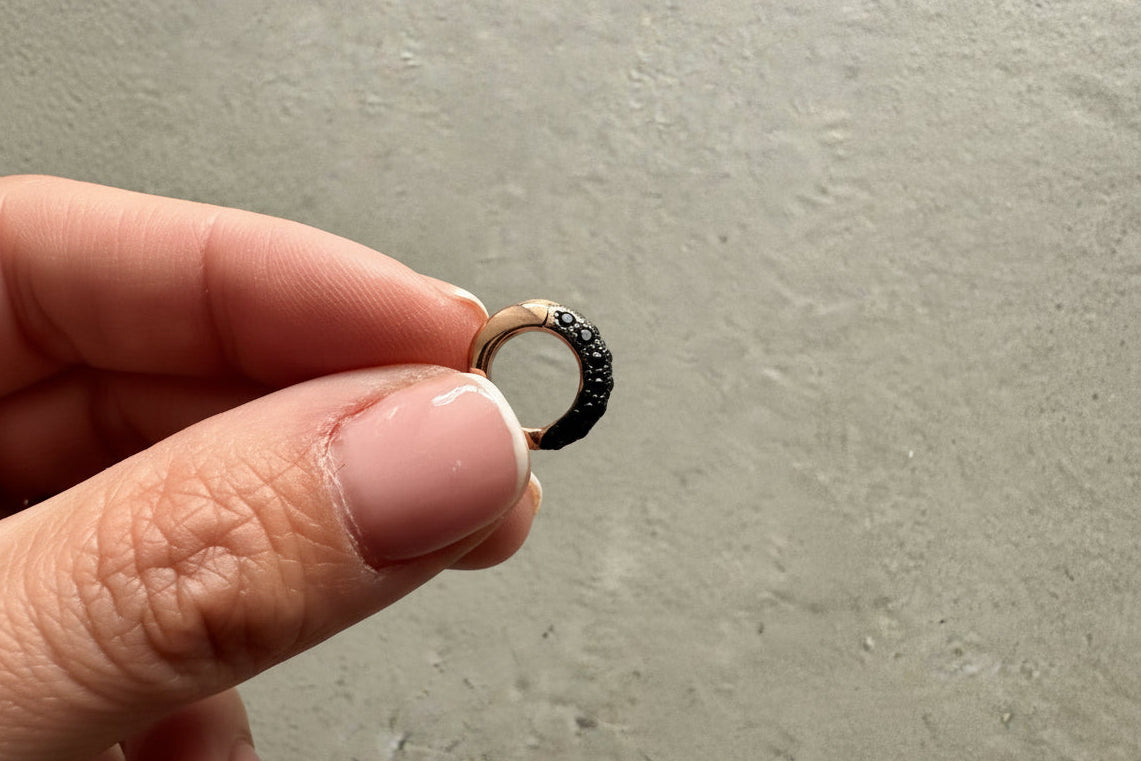 Huggie Hoop Earrings – Black & Clear CZ - Gold & Rose Gold Finish