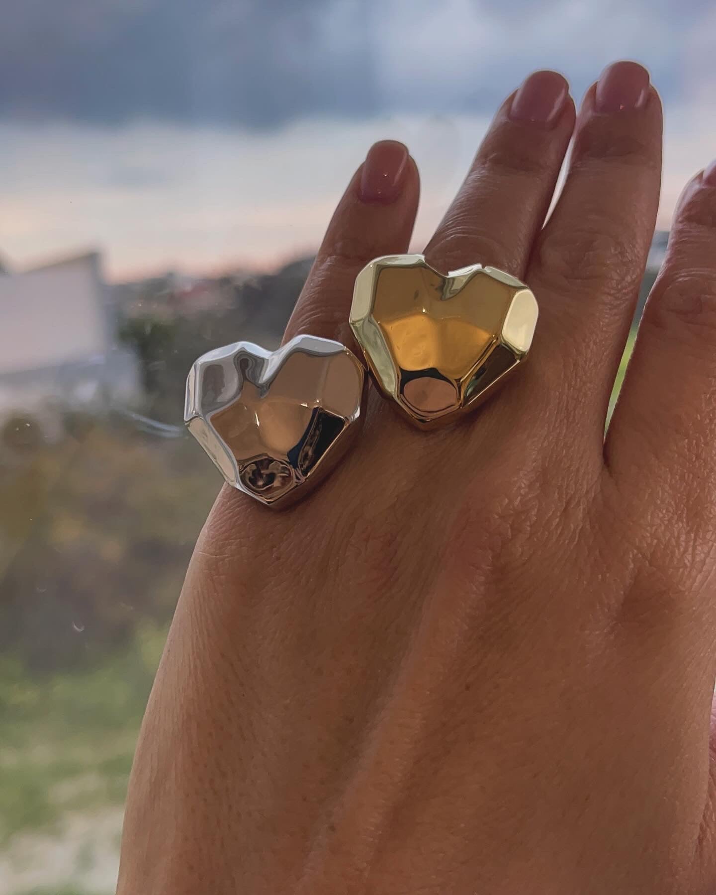 Silver/ gold-plated heart ring