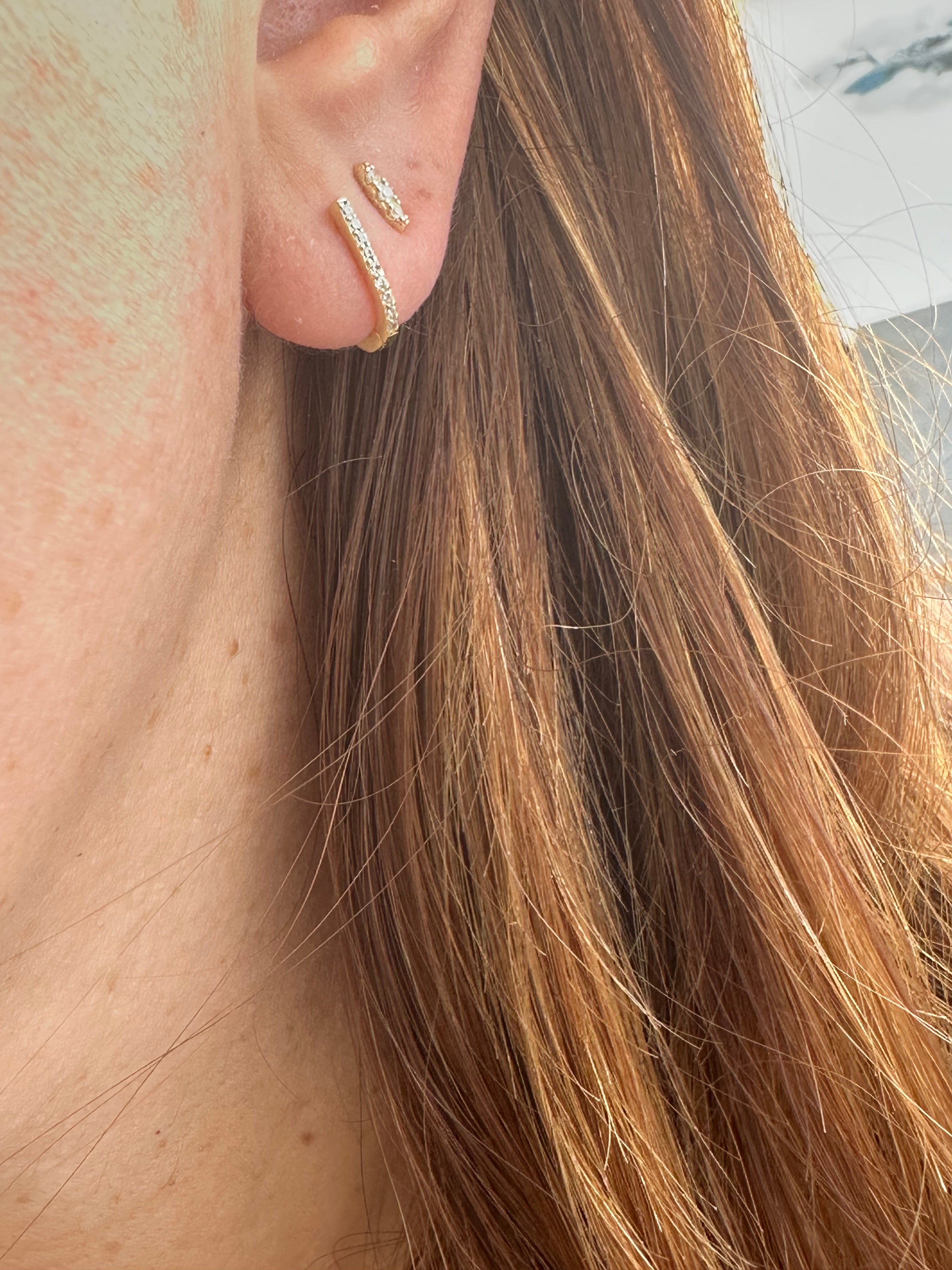 Dazzling Gold ‘D’ Stud Earrings – Pave bar stud