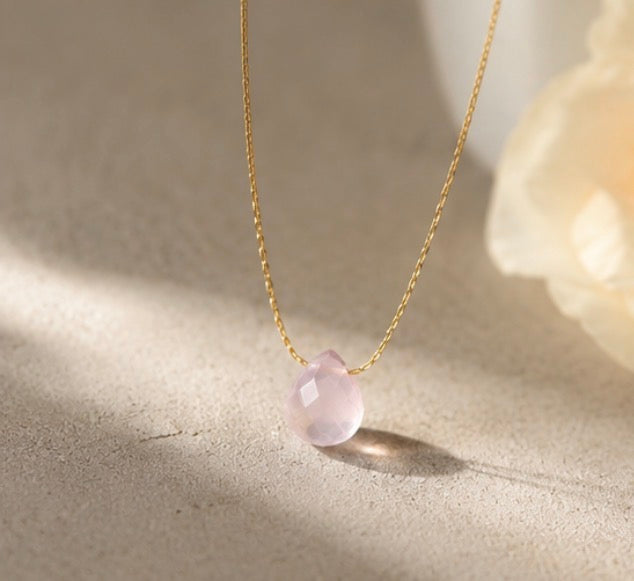 Rose Quartz Drop Necklace