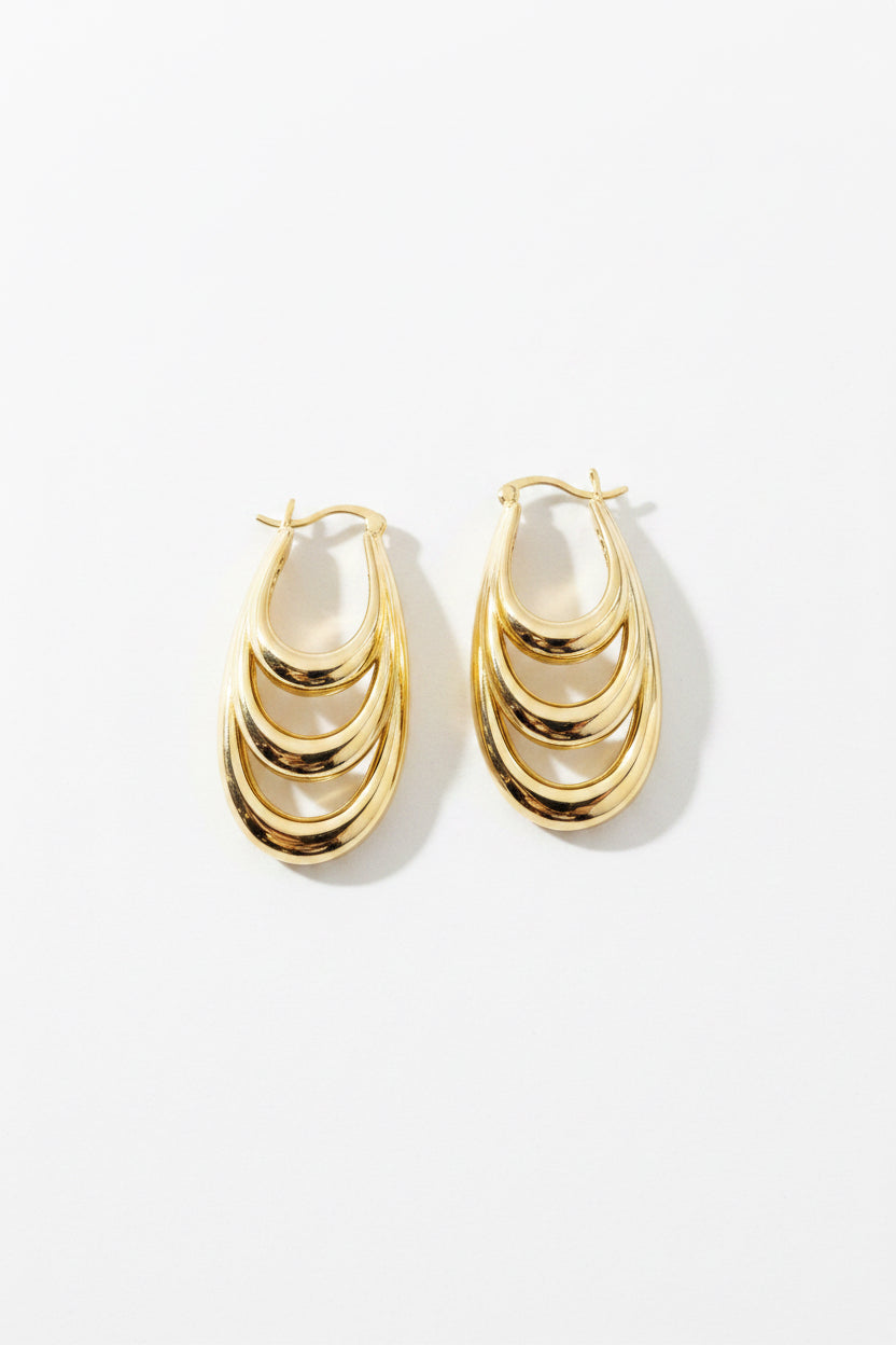 Layered gold statement earrings