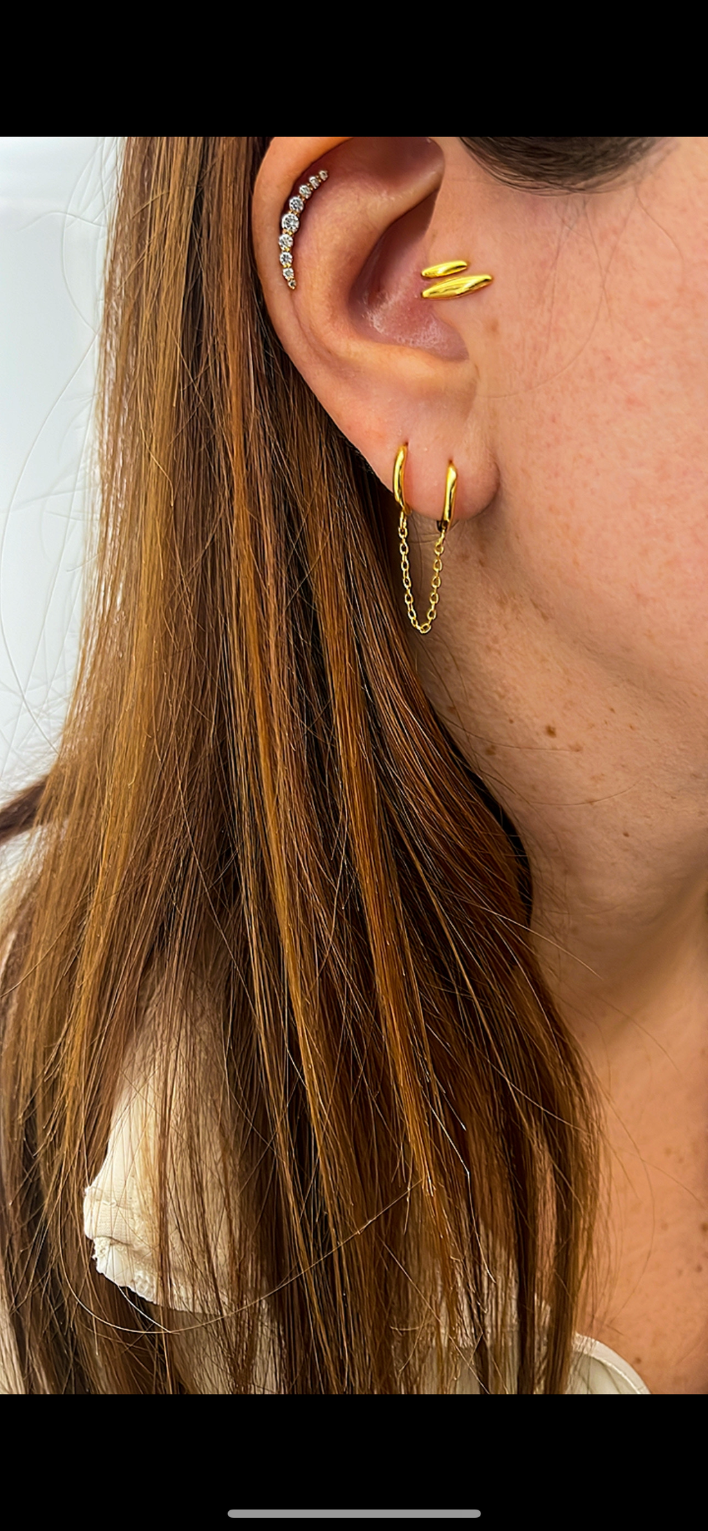 Double hoop chain earrings