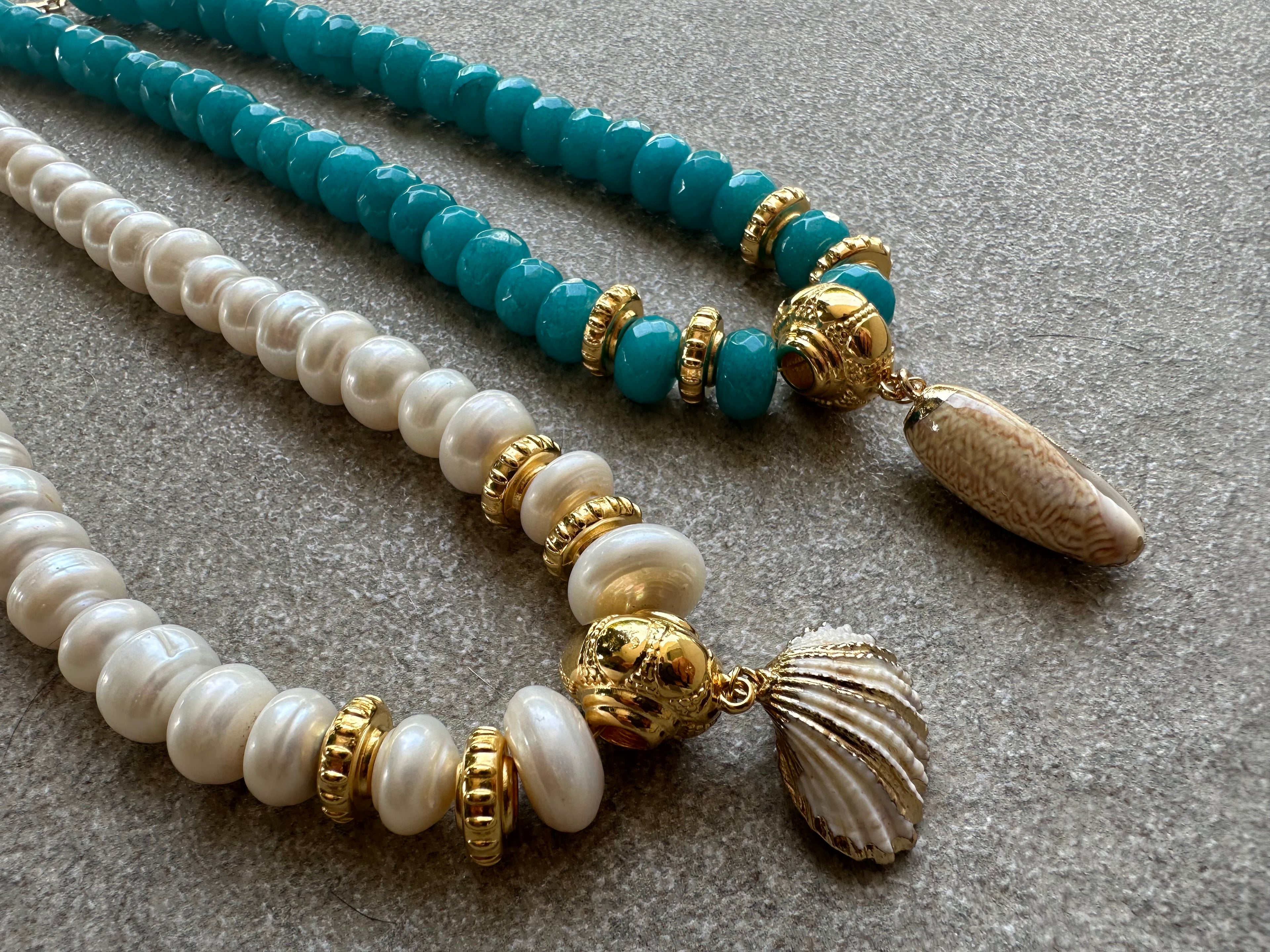 Turquoise & Pearl with Gold Accents