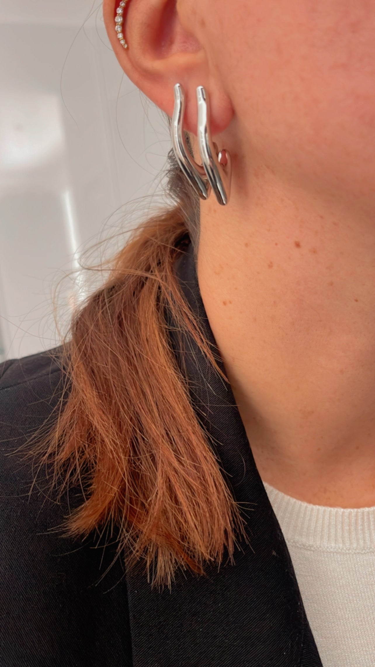 Silver triangle hoops