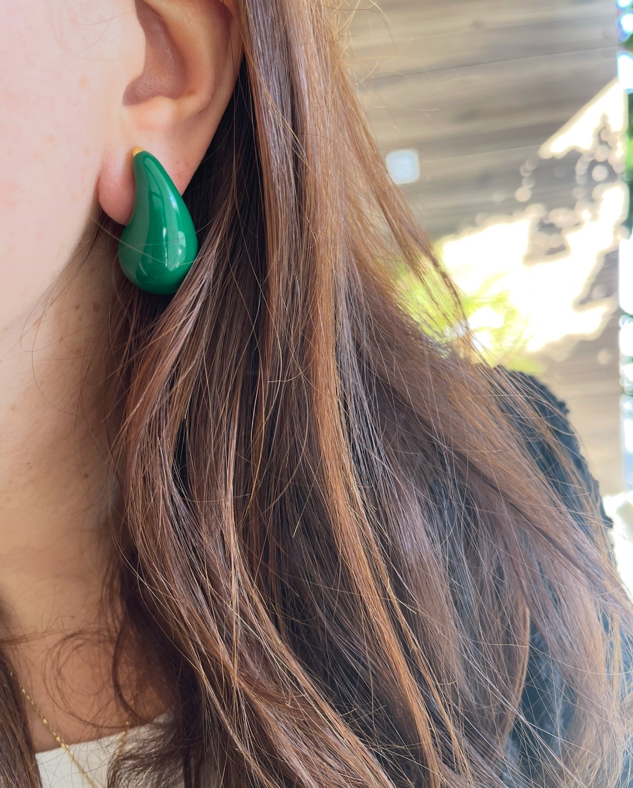 Emerald Gloss Teardrop Statement Earrings