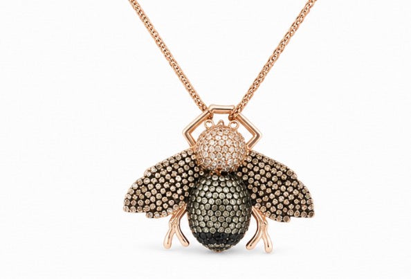 Rose Gold Crystal Bee Pendant Necklace