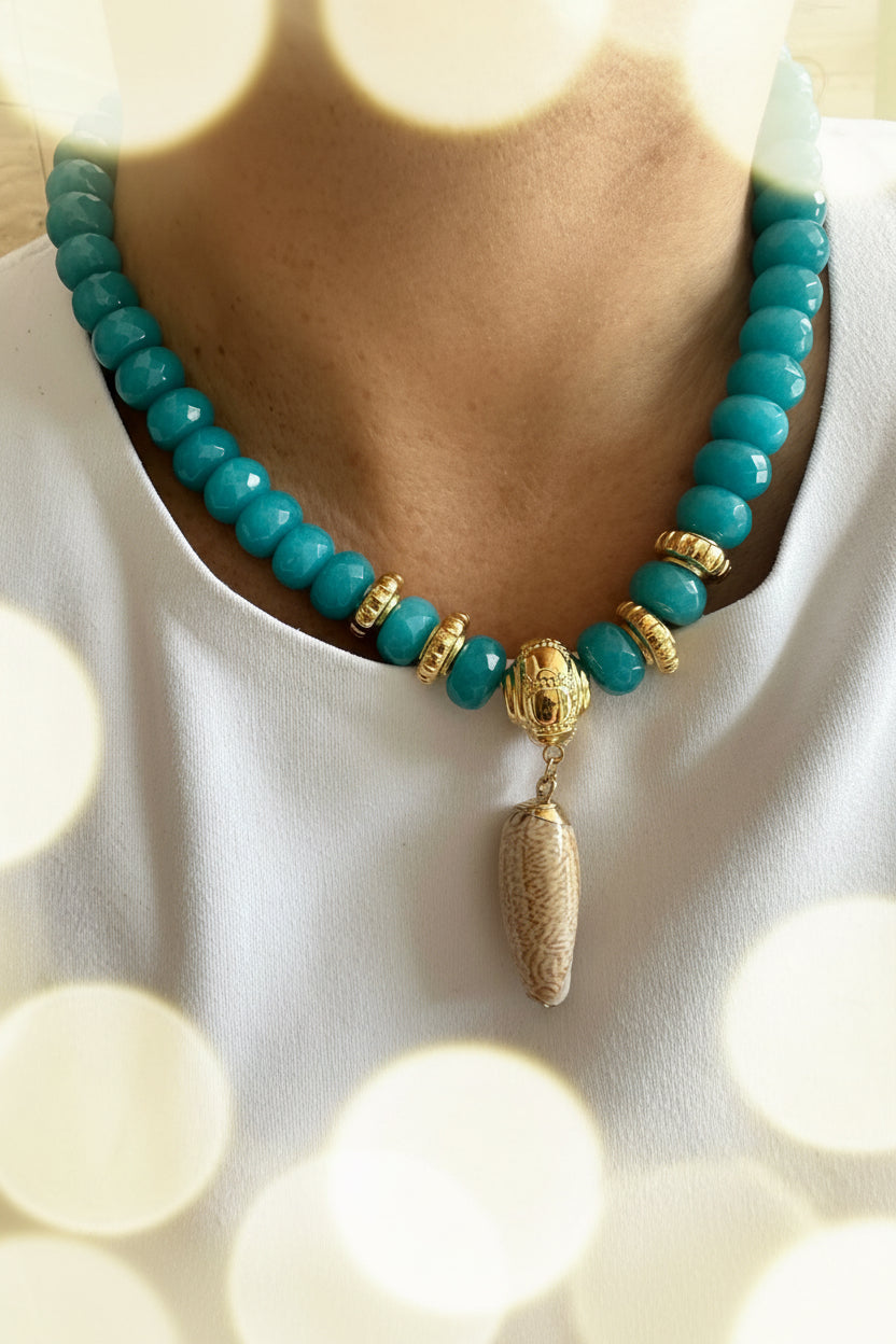 Turquoise & Pearl with Gold Accents