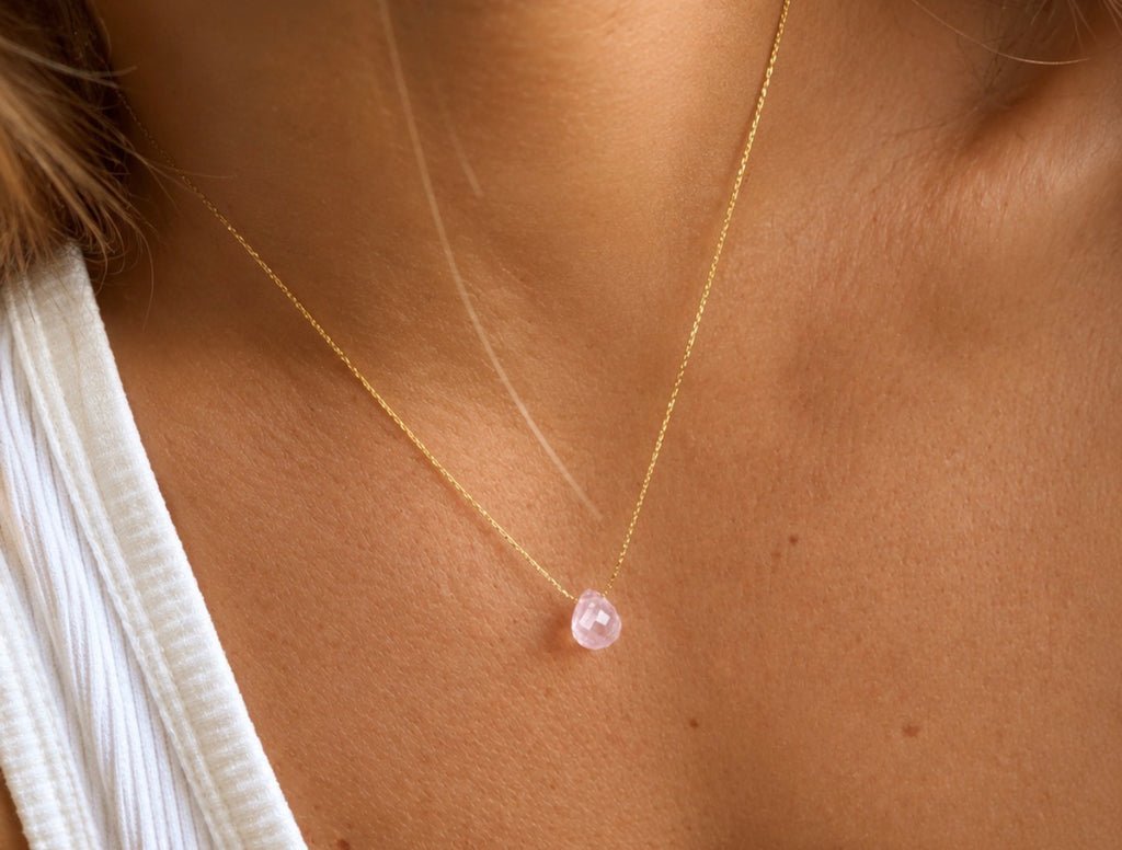 Rose Quartz Drop Necklace