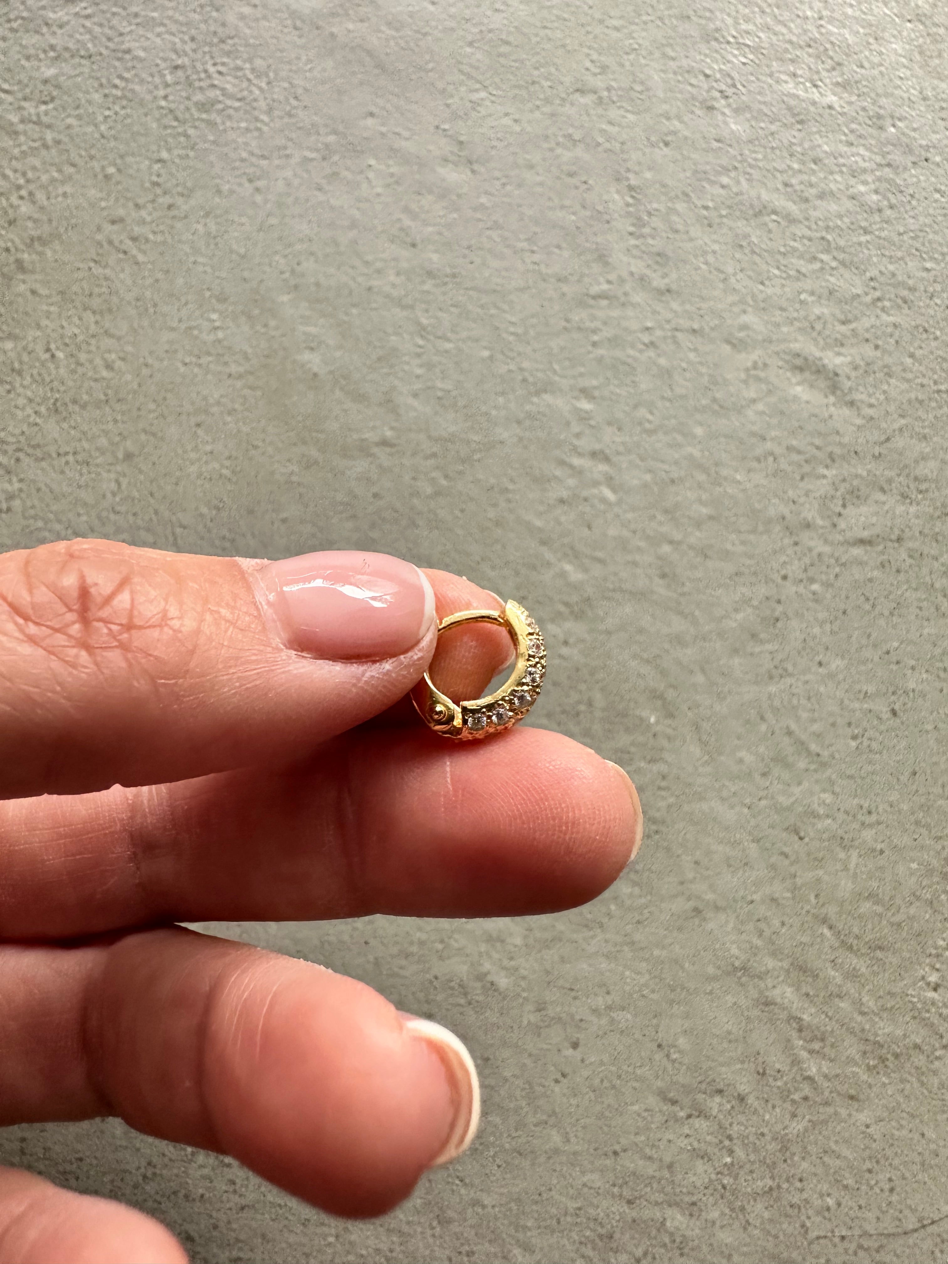 Huggie Hoop Earrings – Black & Clear CZ - Gold & Rose Gold Finish