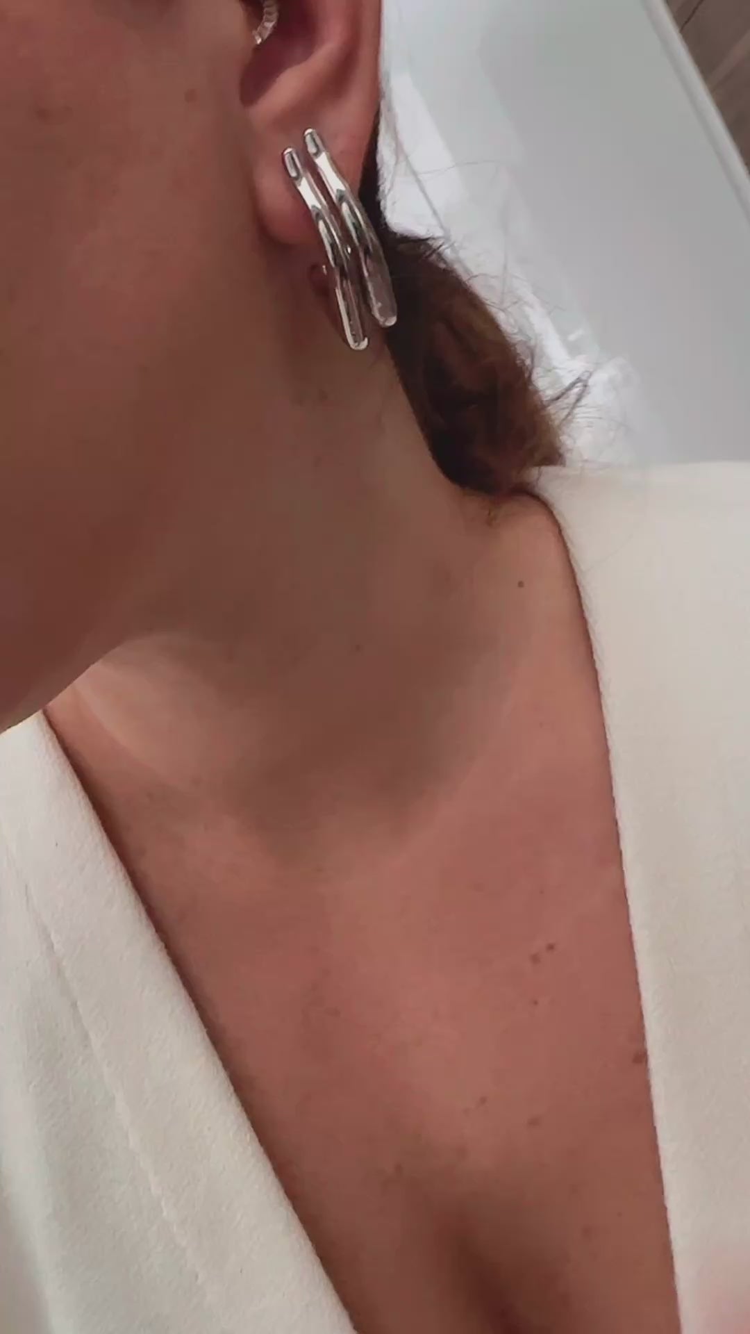 Silver triangle hoops