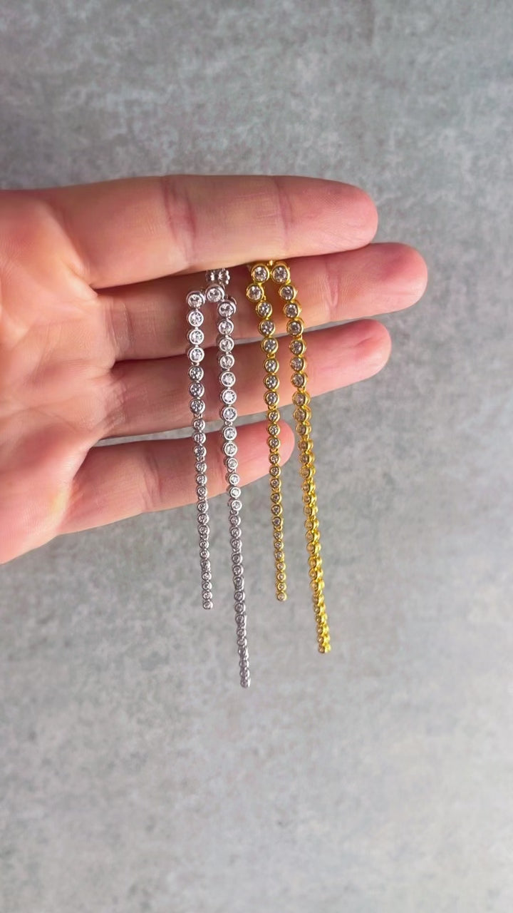 Zircon Drop Chain Earrings