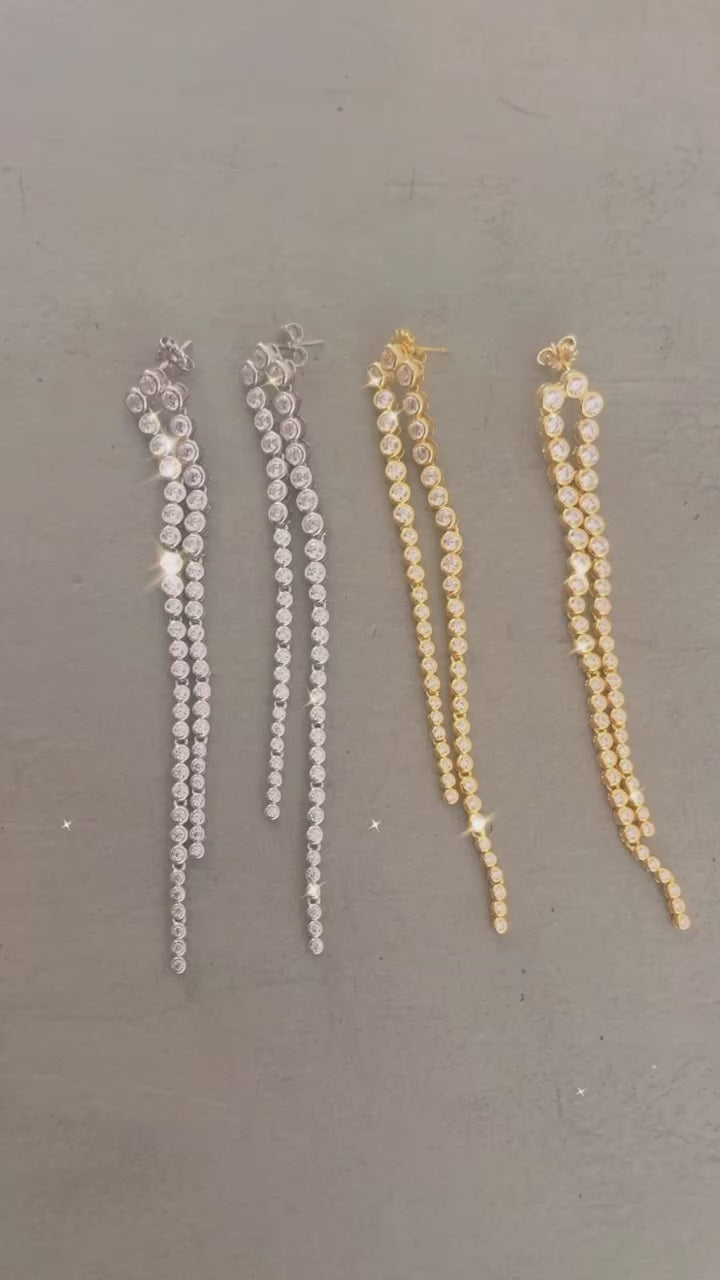 Zircon Drop Chain Earrings