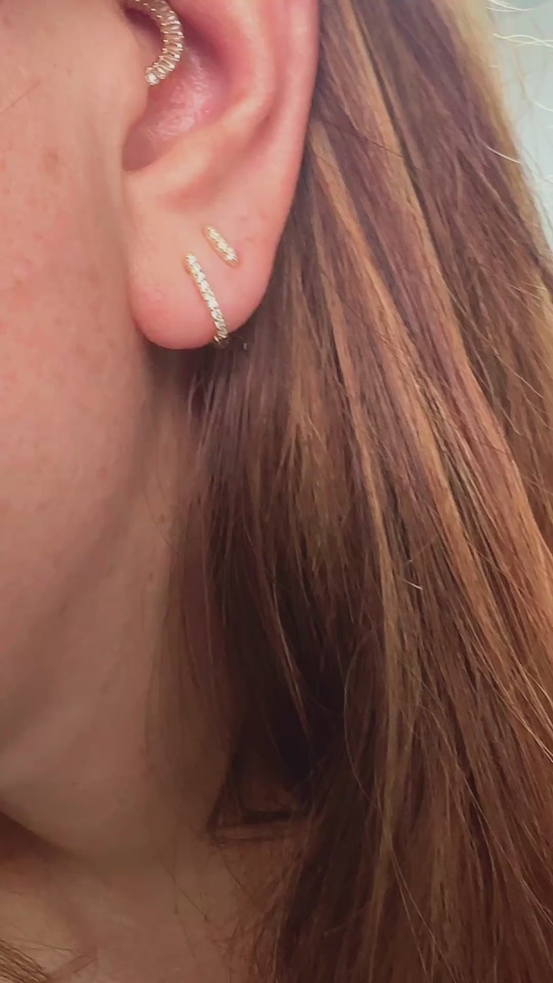 Dazzling Gold ‘D’ Stud Earrings – Pave bar stud