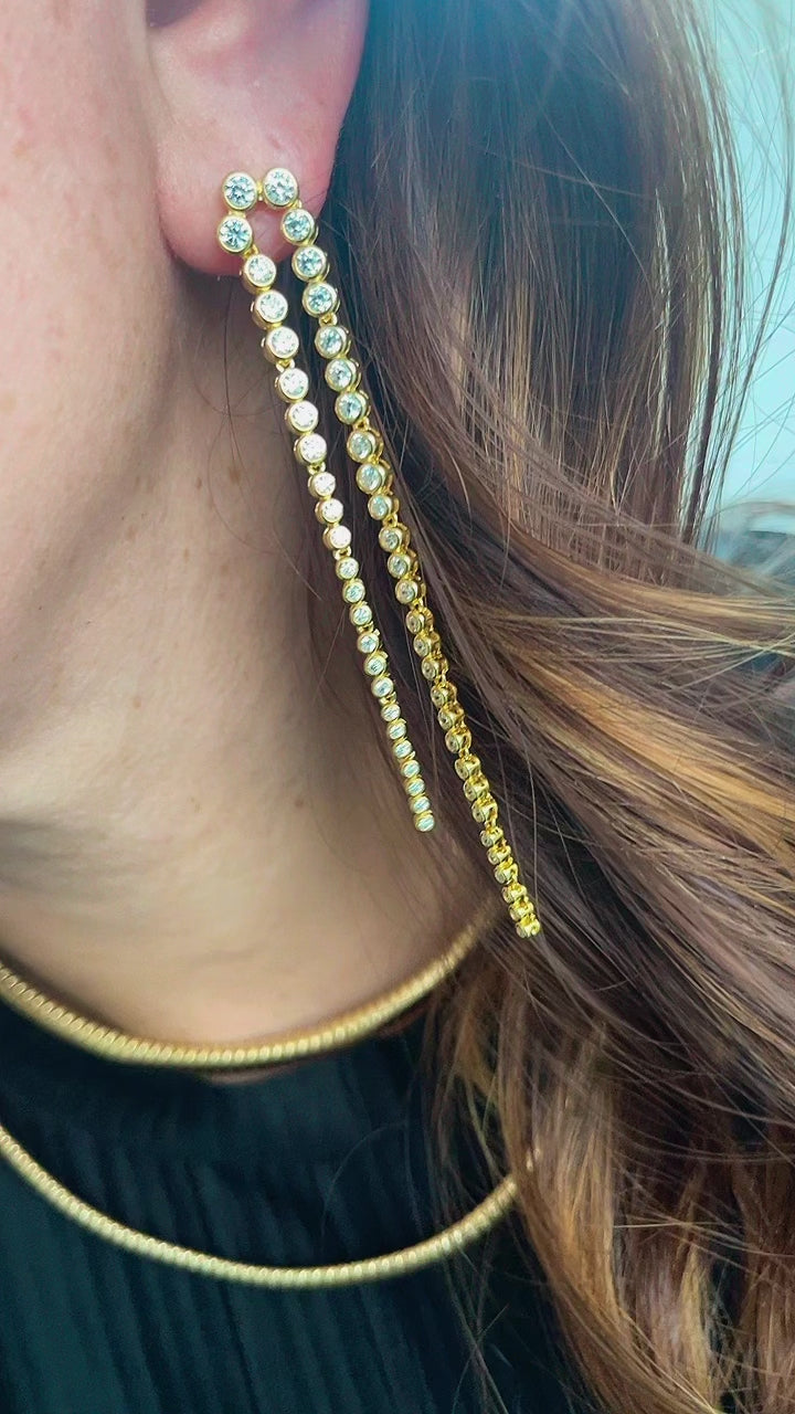 Zircon Drop Chain Earrings