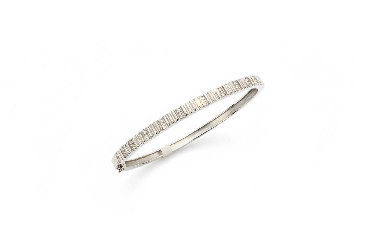 silver bracelet with diamonds Cypriot jewellery designer Nicole Tsiailis, showcasing contemporary handcrafted design.